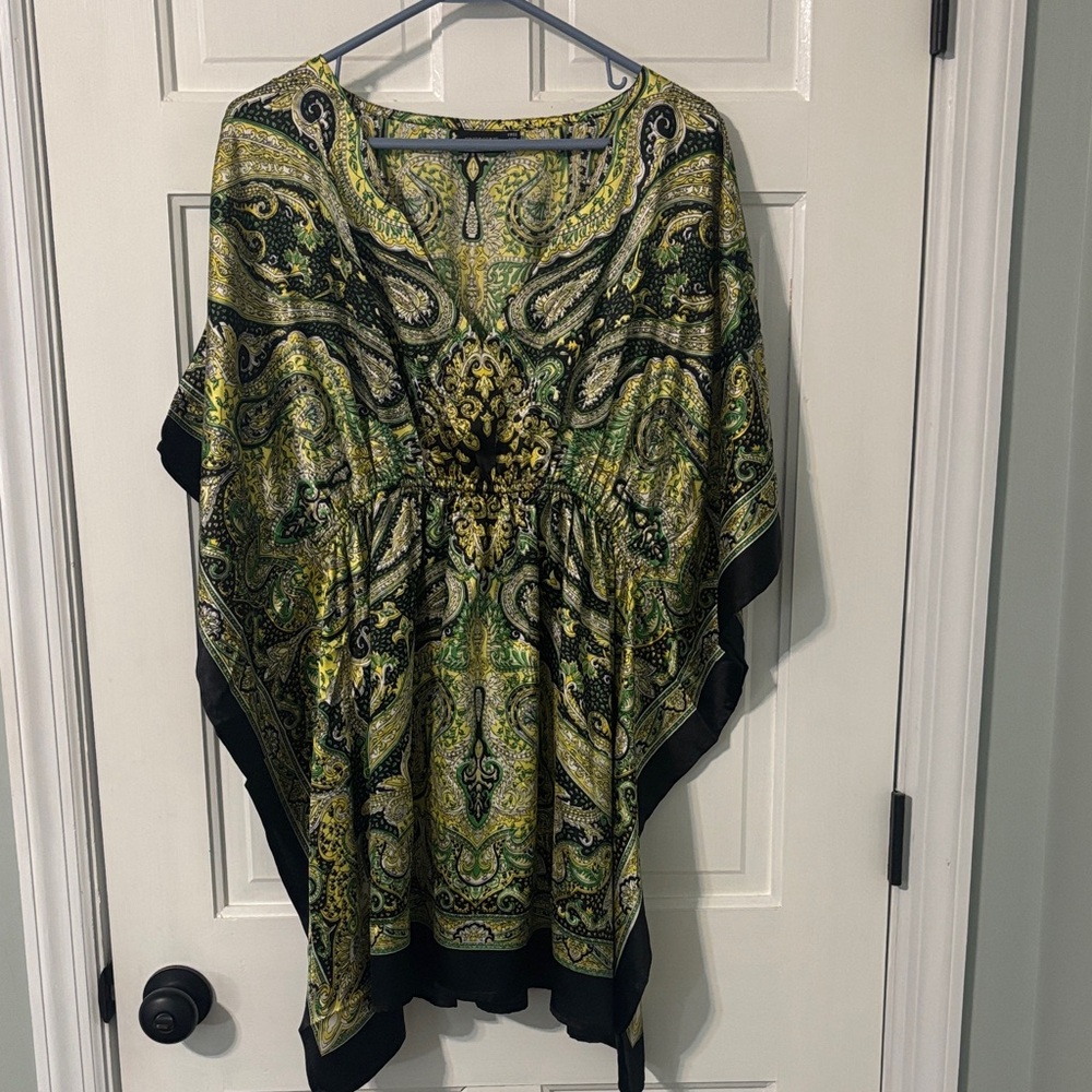 Jamaican Dress Women’s One Size Fits Most Satin Black Green White Yellow
